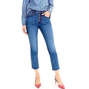 J. Crew Raw Hem Button Fly Cropped Vintage Straight Jeans